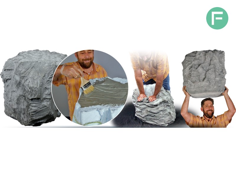 Finte rocce realizzate con i poliuretani espansi FlexFoam-iT! e la gomma poliuretanica Urecoat 