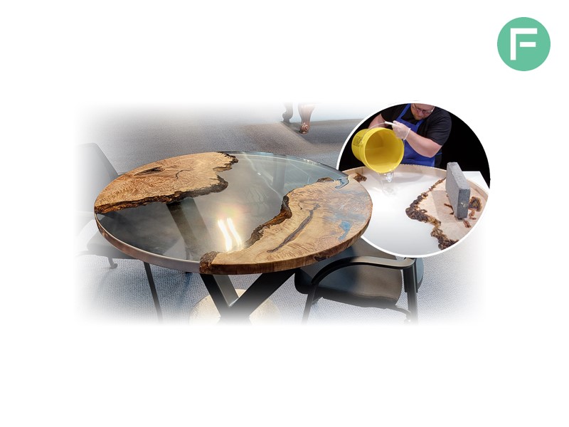 Tavolo in legno realizzato con EpoxAcast 692